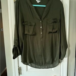 Elegant Olive Button-Up Blouse